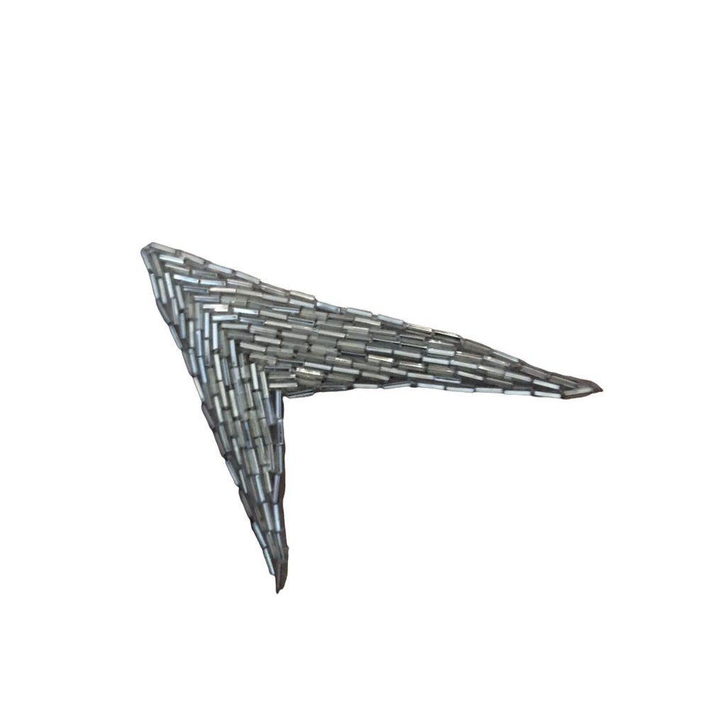 Silver Chevron Beaded Patch Iron-On Embellishing … - image 1